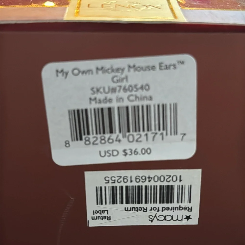 NIB LENOX Walt Disney Showcase My Own Mickey Mouse Ears Girl Ornament - Picture 6 of 6